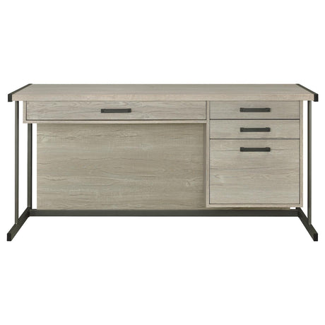  Coaster Furniture Loomis 805881 60-inch 4-Drawer Computer Desk - Whitewashed Grey IMAGE 4