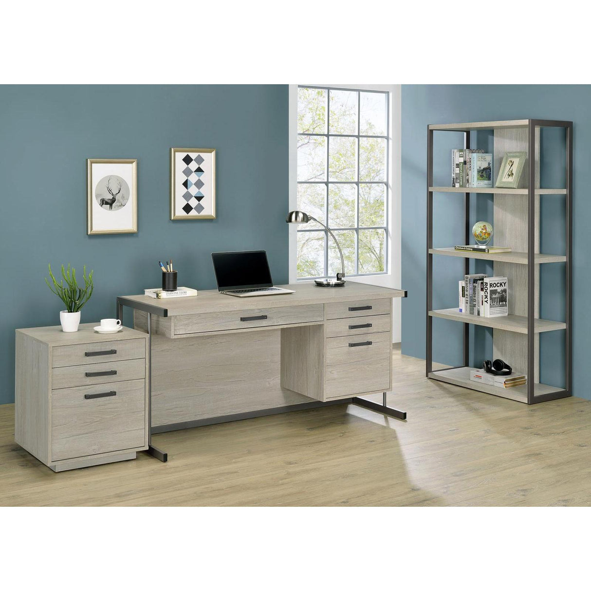  Coaster Furniture Loomis 805883 72-inch 4-shelf Bookshelf - Whitewashed Grey IMAGE 10