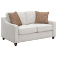  Coaster Furniture Christine 552062 Upholstered Sloped Arm Loveseat - Beige IMAGE 1
