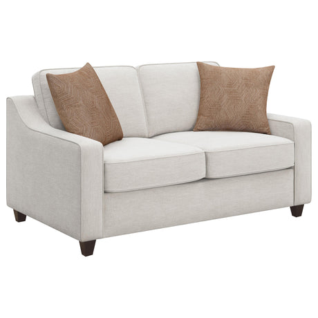  Coaster Furniture Christine 552062 Upholstered Sloped Arm Loveseat - Beige IMAGE 1