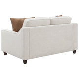  Coaster Furniture Christine 552062 Upholstered Sloped Arm Loveseat - Beige IMAGE 5