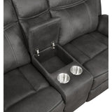  Coaster Furniture Lawrence 603505 Upholstered Padded Arm Reclining Loveseat - Charcoal IMAGE 6