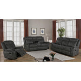  Coaster Furniture Lawrence 603506 Upholstered Padded Arm Glider Recliner - Charcoal IMAGE 3