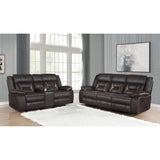  Coaster Furniture Greer 651355 Upholstered Motion Reclining Loveseat - Brown IMAGE 3