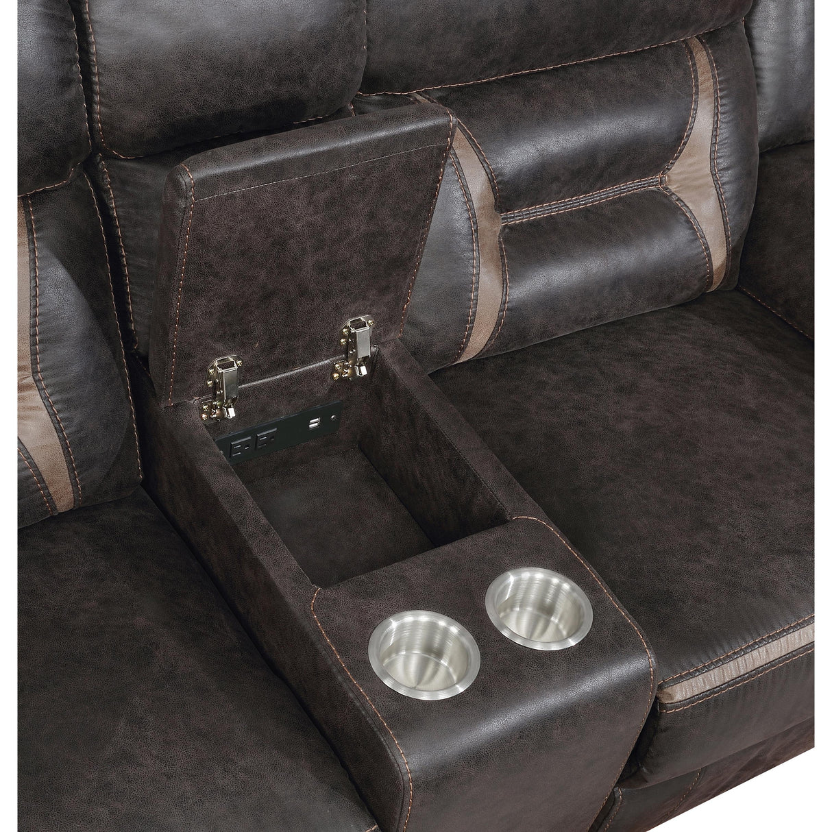  Coaster Furniture Greer 651355 Upholstered Motion Reclining Loveseat - Brown IMAGE 7