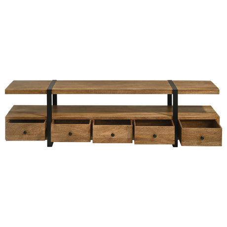  Coaster Furniture Otto 703243 5-Drawer Mango Wood 70" TV Stand Media Console - Brown IMAGE 4