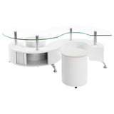  Coaster Furniture Buckley 703400 3-piece Coffee Table and Stools Set - White High Gloss IMAGE 2