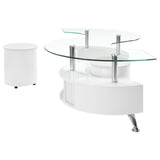  Coaster Furniture Buckley 703400 3-piece Coffee Table and Stools Set - White High Gloss IMAGE 4