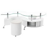  Coaster Furniture Buckley 703400 3-piece Coffee Table and Stools Set - White High Gloss IMAGE 6