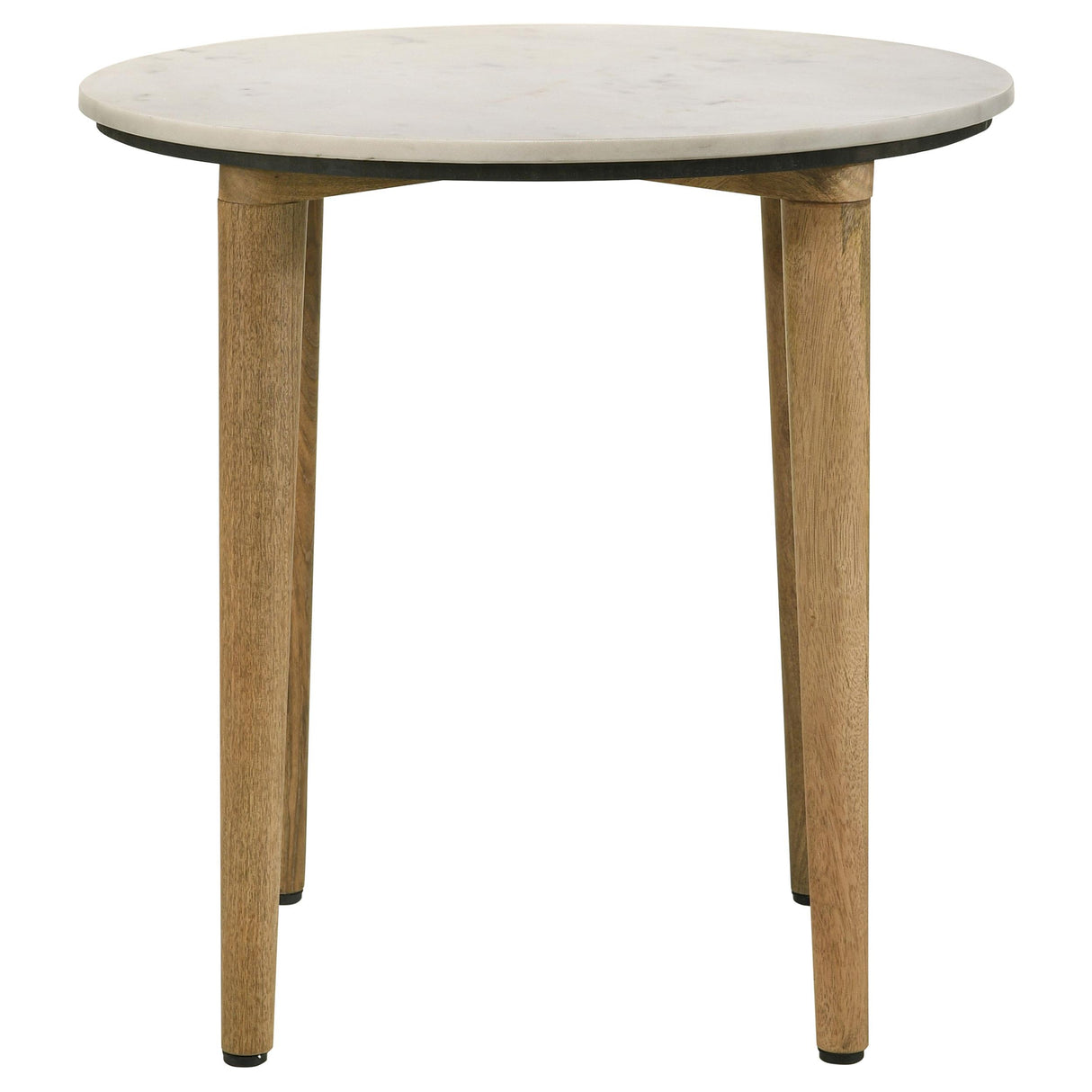  Coaster Furniture Aldis 703717 Round Marble Top Side End Table - White and Natural IMAGE 2