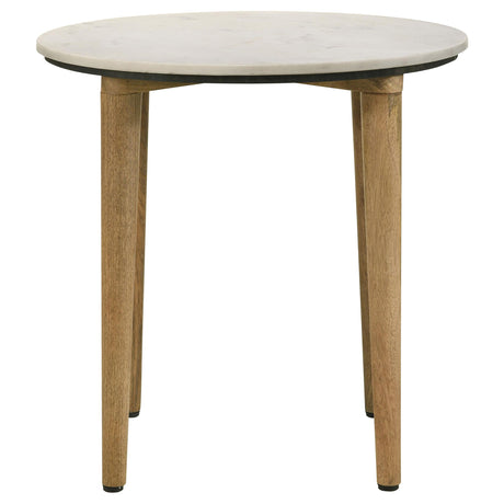  Coaster Furniture Aldis 703717 Round Marble Top Side End Table - White and Natural IMAGE 2
