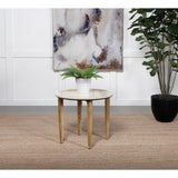  Coaster Furniture Aldis 703717 Round Marble Top Side End Table - White and Natural IMAGE 3