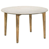  Coaster Furniture Aldis 703718 Round Marble Top Coffee Table - White and Natural IMAGE 1