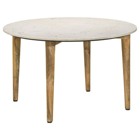  Coaster Furniture Aldis 703718 Round Marble Top Coffee Table - White and Natural IMAGE 1