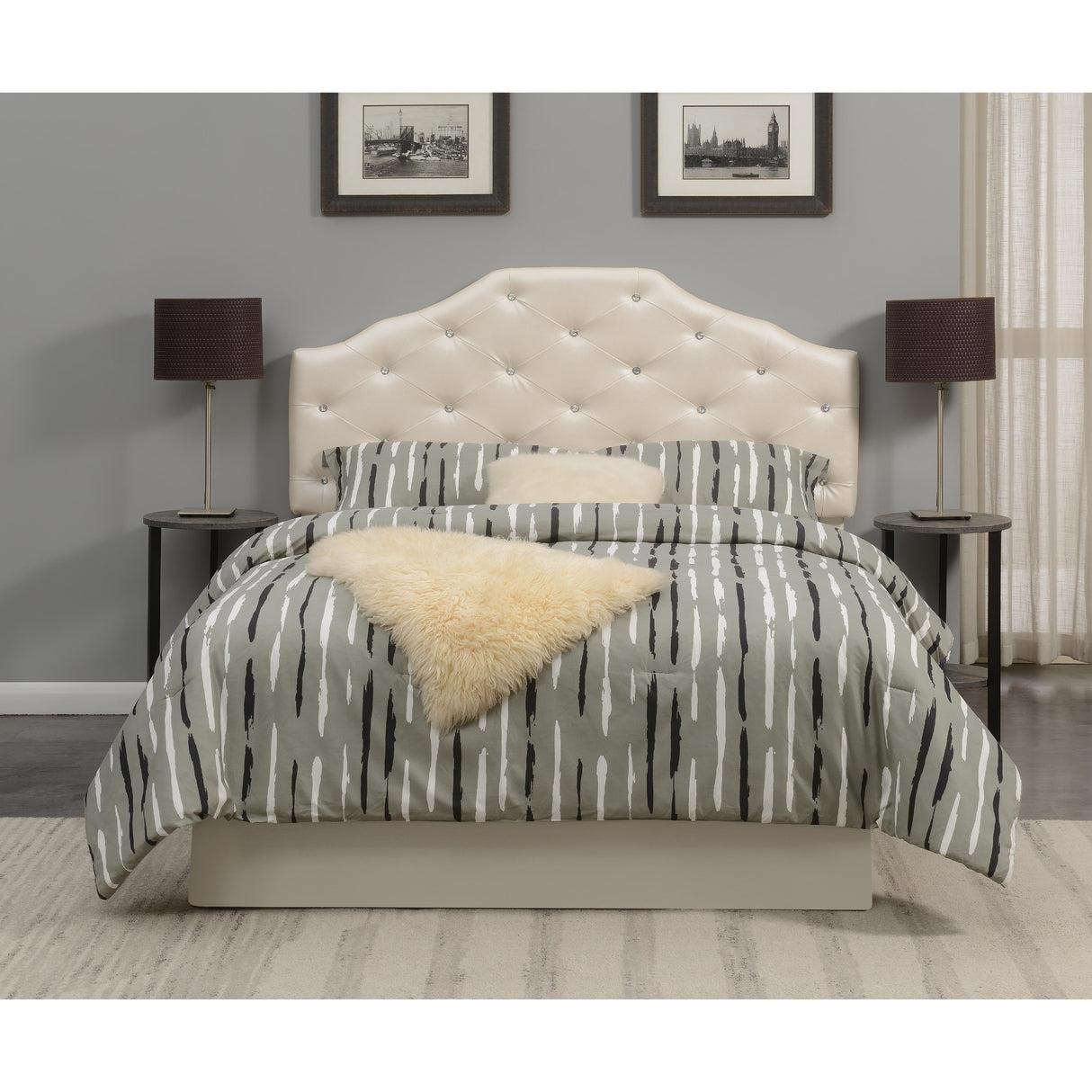  Steve Silver Furniture Dawson Queen Headboard Silver PU IMAGE 7