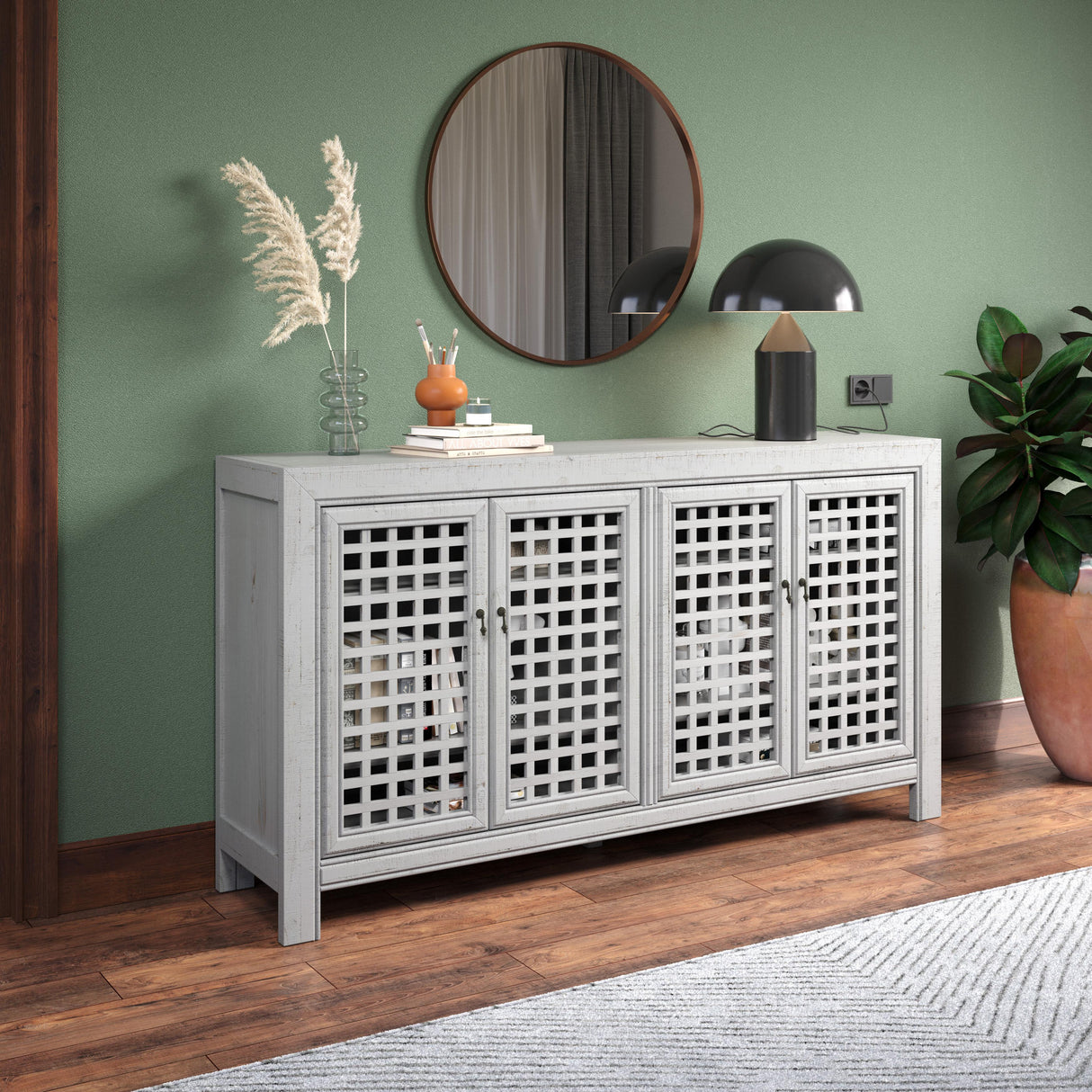  Steve Silver Furniture Rio 4 Door Accent Cabinet Grey IMAGE 7