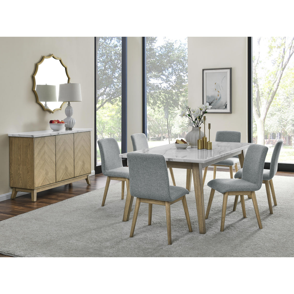 Steve Silver Furniture Vida White Marble Top Dining Table IMAGE 9