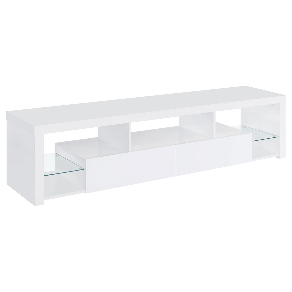  Coaster Furniture Jude 704251 2-Drawer Engineered Wood 71" TV Stand - High Gloss White IMAGE 1