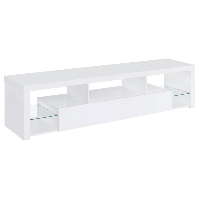  Coaster Furniture Jude 704251 2-Drawer Engineered Wood 71" TV Stand - High Gloss White IMAGE 1
