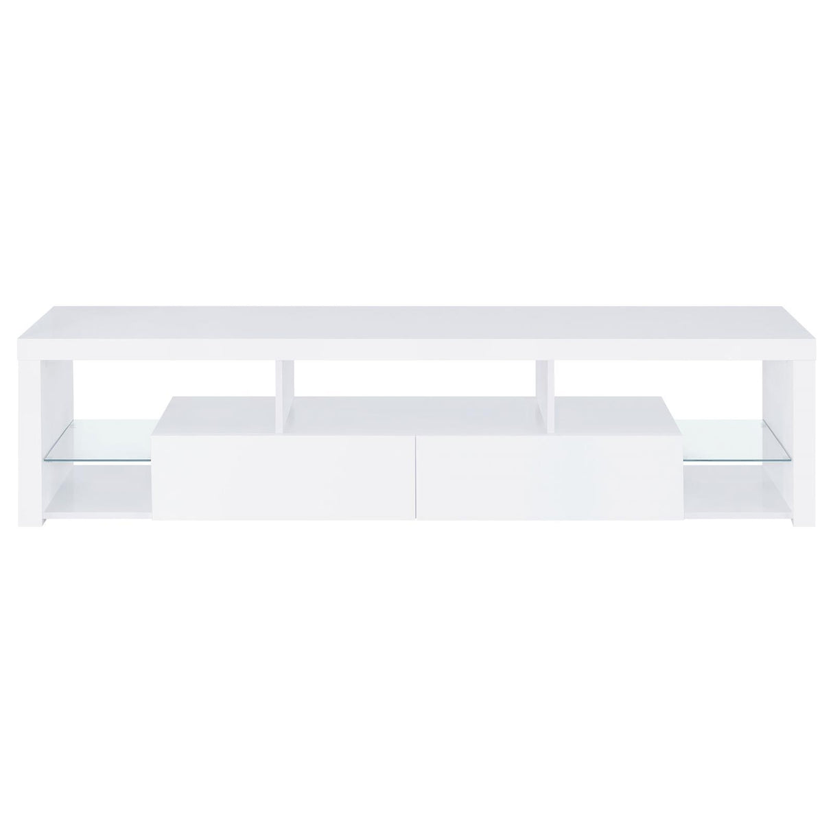  Coaster Furniture Jude 704251 2-Drawer Engineered Wood 71" TV Stand - High Gloss White IMAGE 4