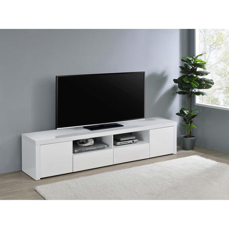  Coaster Furniture Jude 704262 2-door Engineered Wood 79" TV Stand - High Gloss White IMAGE 2