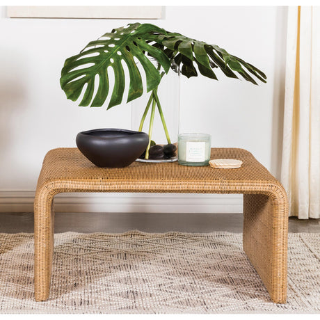  Coaster Furniture Juanita 709818 Square Woven Rattan Coffee Table - Natural IMAGE 6