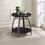  Coaster Furniture Dacre 722207 Round Engineered Wood Top Side End Table - Dark Charcoal IMAGE 4