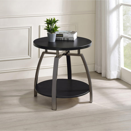  Coaster Furniture Dacre 722207 Round Engineered Wood Top Side End Table - Dark Charcoal IMAGE 4
