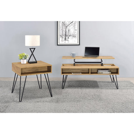  Coaster Furniture Fanning 723367 Engineered Wood Side End Table - Golden Oak IMAGE 4