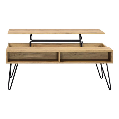  Coaster Furniture Fanning 723368 Engineered Wood Lift Top Coffee Table - Golden Oak IMAGE 1