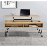  Coaster Furniture Fanning 723368 Engineered Wood Lift Top Coffee Table - Golden Oak IMAGE 3