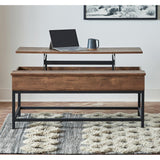  Coaster Furniture Byers 723778 Engineered Wood Lift Top Coffee Table - Brown Oak IMAGE 3