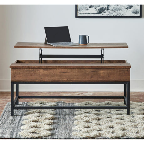  Coaster Furniture Byers 723778 Engineered Wood Lift Top Coffee Table - Brown Oak IMAGE 3