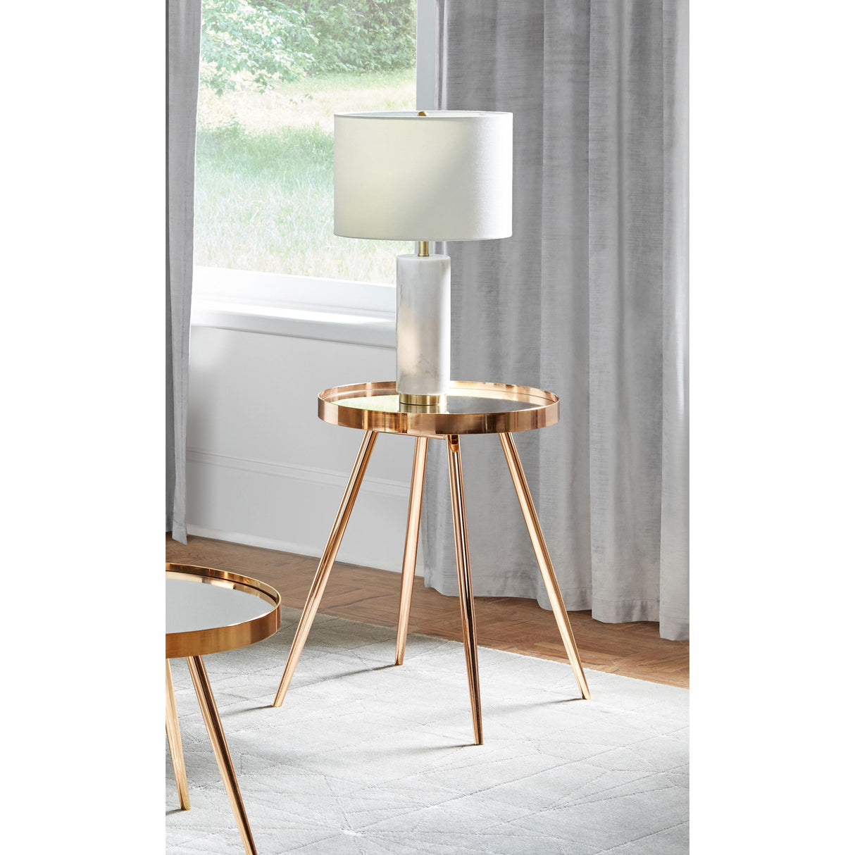  Coaster Furniture Kaelyn 723917 Round Mirror - Top End Side Table - Gold IMAGE 3