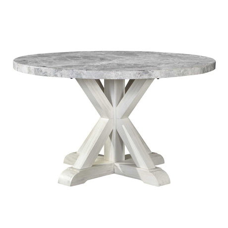  Steve Silver Furniture Canova CV520 52" Round Gray Marble Top Dining Table IMAGE 2