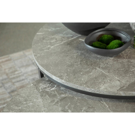  Coaster Furniture Lainey 736028 2-piece Round Faux Marble Nesting Coffee Table - Grey IMAGE 3
