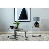 Coaster Furniture Lainey 736028 2-piece Round Faux Marble Nesting Coffee Table - Grey IMAGE 4