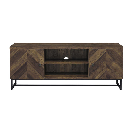  Coaster Furniture Myles 736052 2-door Engineered Wood 60" TV Stand - Rustic Oak IMAGE 4