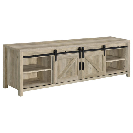  Coaster Furniture Madra 736263 2-door Engineered Wood 79" TV Stand - Distressed Pine IMAGE 3