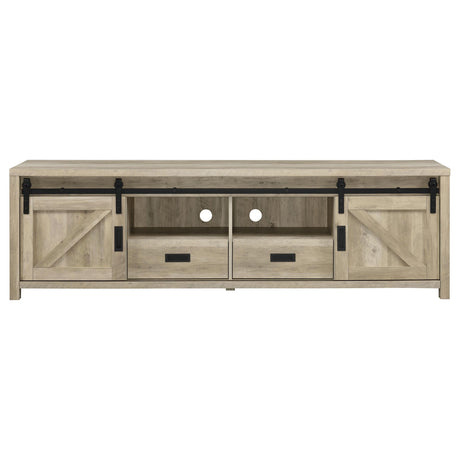  Coaster Furniture Madra 736263 2-door Engineered Wood 79" TV Stand - Distressed Pine IMAGE 4