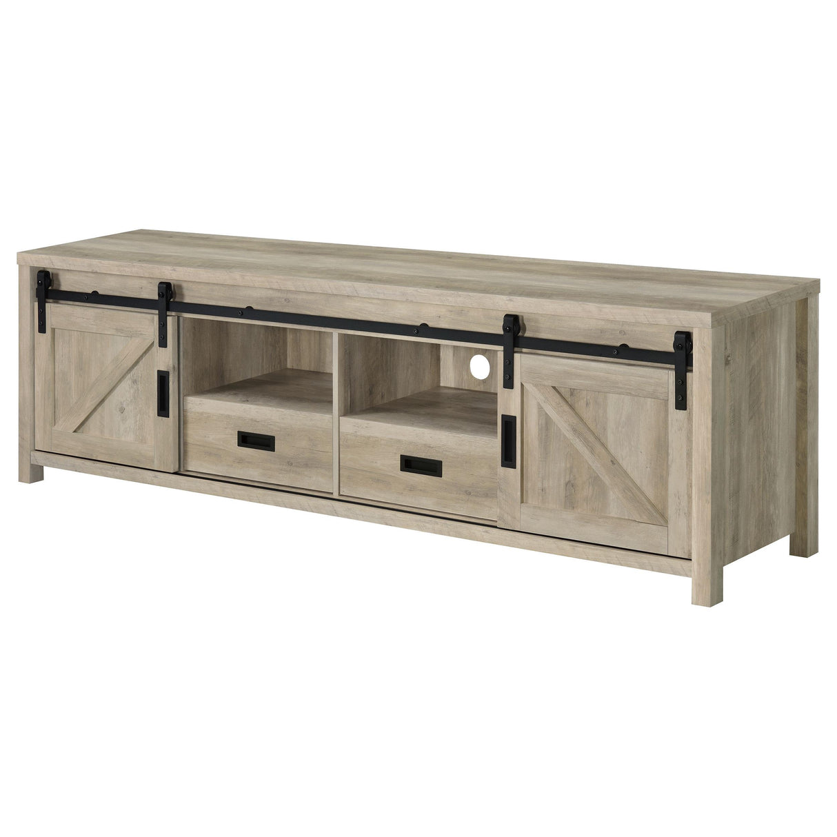  Coaster Furniture Madra 736263 2-door Engineered Wood 79" TV Stand - Distressed Pine IMAGE 5
