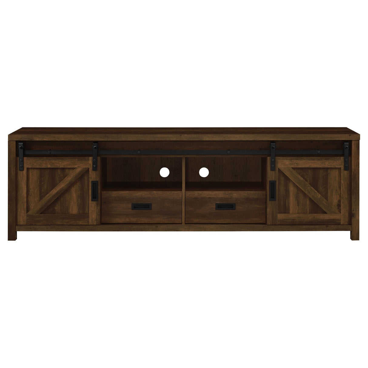  Coaster Furniture Madra 736273 2-door Engineered Wood 79" TV Stand - Dark Pine IMAGE 4