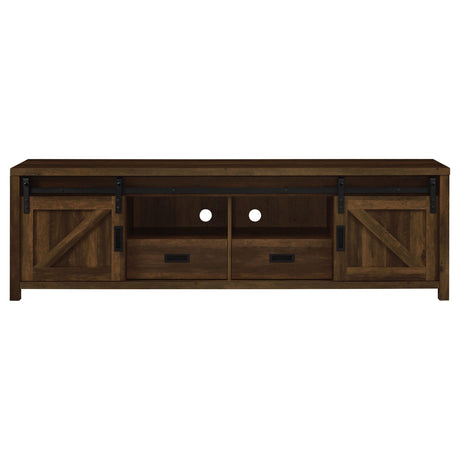  Coaster Furniture Madra 736273 2-door Engineered Wood 79" TV Stand - Dark Pine IMAGE 4