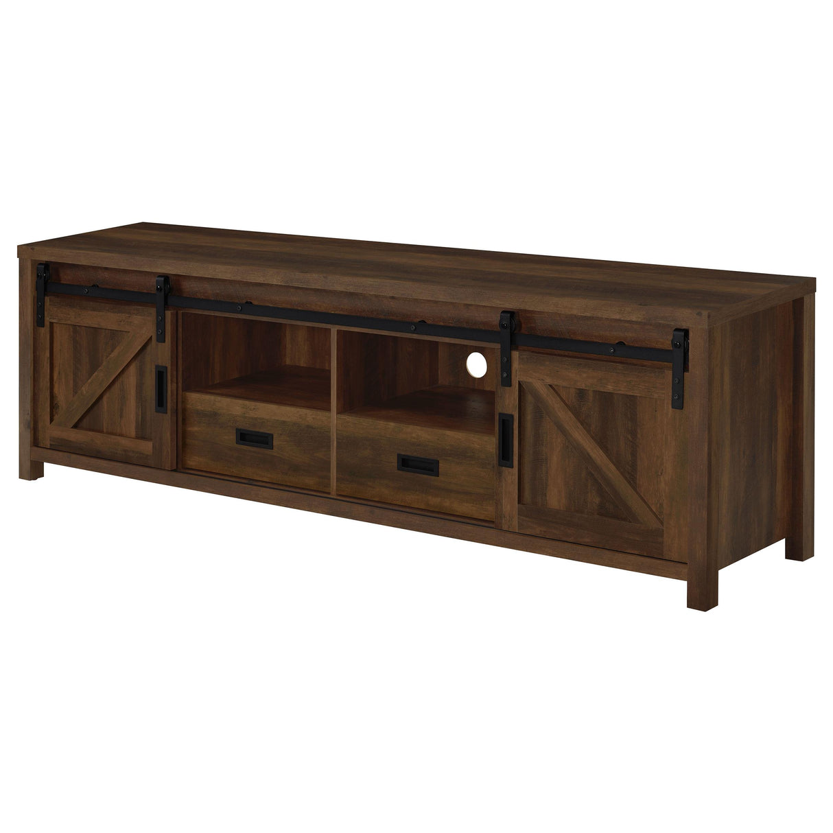  Coaster Furniture Madra 736273 2-door Engineered Wood 79" TV Stand - Dark Pine IMAGE 5
