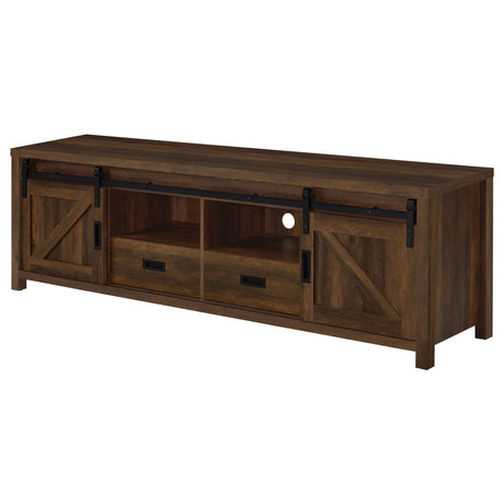  Coaster Furniture Madra 736273 2-door Engineered Wood 79" TV Stand - Dark Pine IMAGE 5