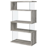  Coaster Furniture Emelle 802340 63-inch 4-shelf Glass Panel Bookshelf - Grey Driftwood IMAGE 3