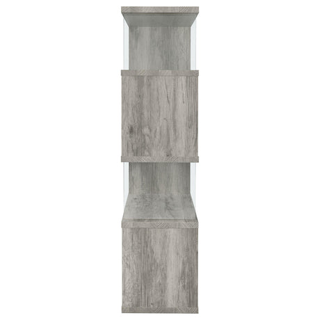 Coaster Furniture Emelle 802340 63-inch 4-shelf Glass Panel Bookshelf - Grey Driftwood IMAGE 9