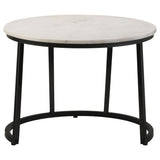  Coaster Furniture Miguel 931227 Round Marble Top Coffee Table - White and Black IMAGE 2