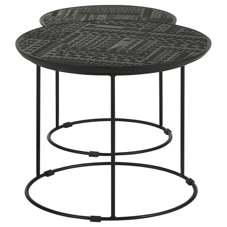  Coaster Furniture Loannis 935842 2-piece Round Mango Wood Nesting Table - Matte Black IMAGE 5