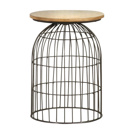  Coaster Furniture Bernardo 935860 Round Wire Frame Side Table - Natural and Gunmetal IMAGE 1